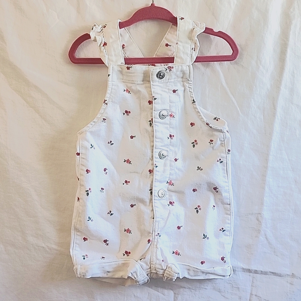 H & M Demin Shortalls, 4-6 Months, White